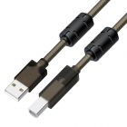  - GCR Кабель PROF 1.5m USB 2.0, AM/BM, черно-прозрачный, ферритовые кольца, 28/24 AWG, экран, армированный, морозостойкий GCR-52414