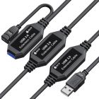  - GCR Удлинитель активный 15.0m(5.0m + 5.0m + 5.0m) USB 3.0 (USB 3.2 Gen 1) AM/AF, черный, с 3-мя усилителями сигнала, доп.питание micro GCR-51925