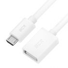  - GCR Адаптер переходник OTG 0.5m USB, microB 5pin/AF, белый, морозостойкий GCR-52207