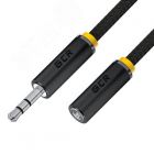  - GCR Удлинитель аудио 0.5m jack 3,5mm/jack 3,5m нейлон, черный, ультрагибкий, 28 AWG, M/F, Premium, экран, стерео GCR-STM8114-0.5m