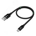  - GCR QC Кабель 1.5m MicroUSB, быстрая зарядка, черный нейлон, AL корпус черный, черный ПВХ, 28/24 AWG GCR-52476