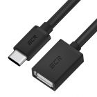  - GCR Адаптер переходник OTG 0.75m, CM/AF, черный, 28/28 AWG, экран, армированный, морозостойкий GCR-50600