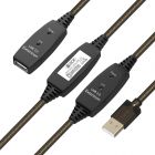  - GCR Удлинитель активный 25.0m USB 2.0 AM/AF, GOLD, черно-прозрачный, с 3-мя усилителями сигнала Premium, разъём для доп.питания, 24/22 AWG GCR-53809