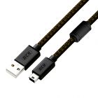  - GCR Кабель PROF 3.0m USB 2.0, AM/mini, черный, ферритовое кольцо, 28/24 AWG, экран, армированный, морозостойкий GCR-51199