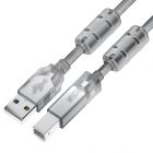  - GCR Кабель PROF 3.0m USB 2.0, AM/BM, прозрачный, ферритовые кольца, 28/24 AWG, экран, армированный, морозостойкий GCR-52424