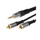 Шнур Стерео 3,5мм - 2 RCA, 3м, Gold-металл REXANT 17-4224 - Шнур Стерео 3,5мм - 2 RCA, 3м, Gold-металл REXANT 17-4224